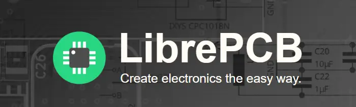 LibrePCB - Create electronics the easy way logo with integrated circuit icon