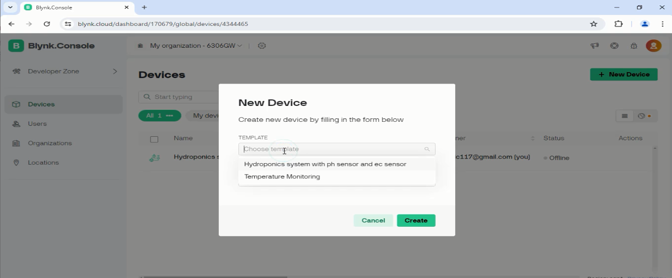 Blynk dashboard with ESP32 13