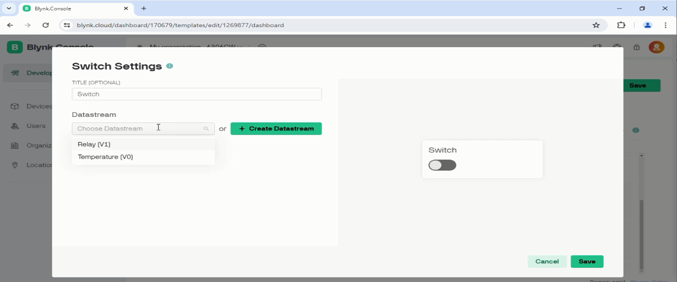 Blynk dashboard with ESP32 10