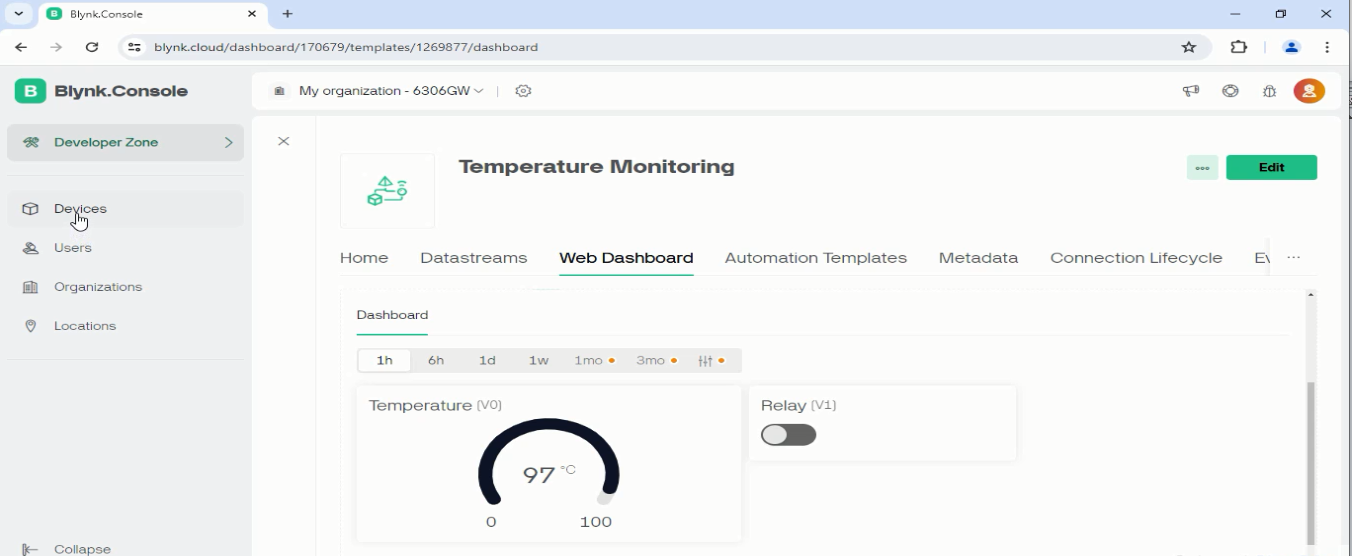 Blynk dashboard with ESP32 11