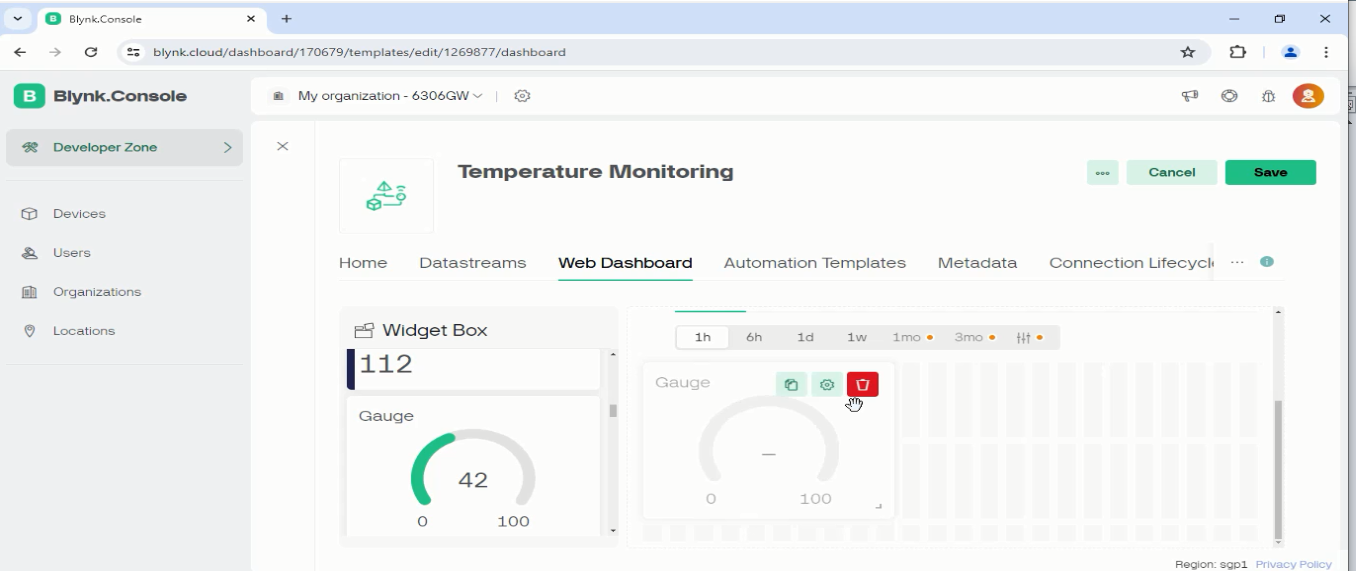 Blynk dashboard with ESP32 6