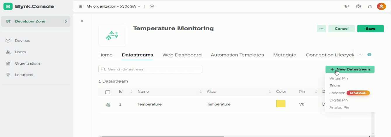 Blynk dashboard with ESP32 4