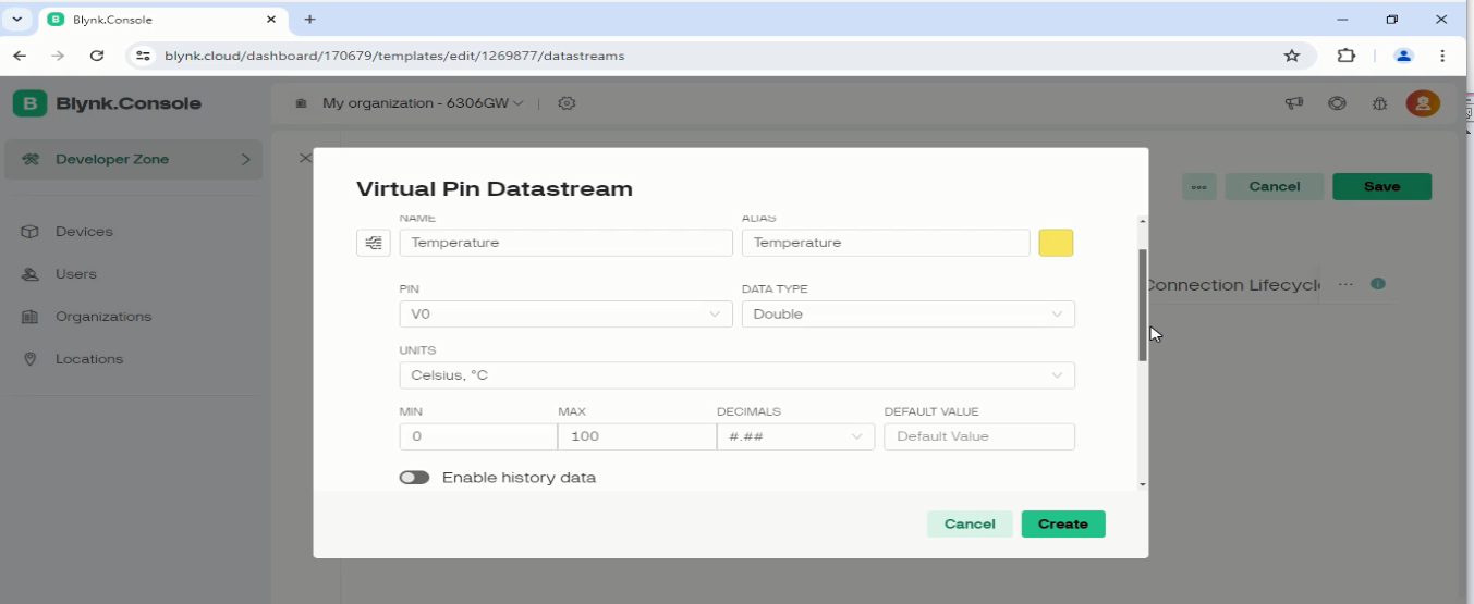 Blynk dashboard with ESP32 3