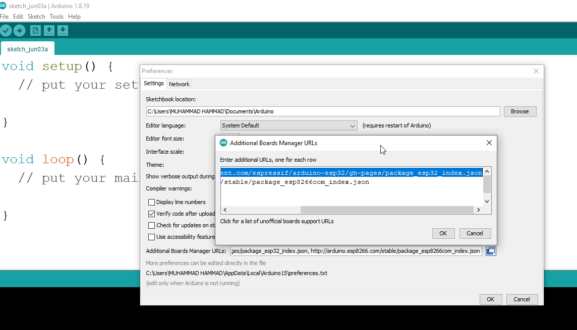 Installing ESP32 Board in Arduino IDE 2