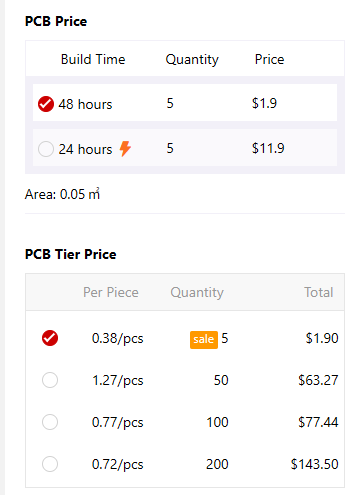 PCB cost preview