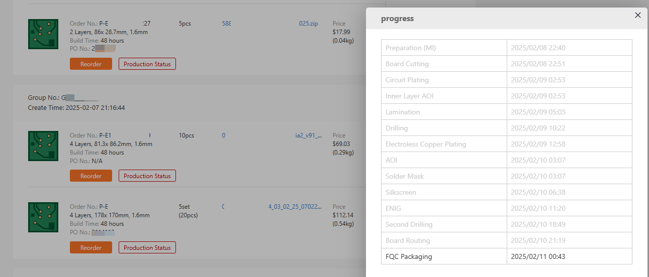 PCB Order Visibility