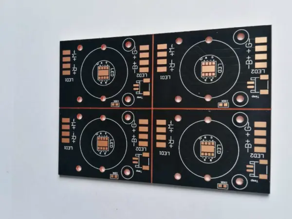 High-power LED copper core PCB array showing metal core circuit board design for efficient heat dissipation and power electronics applications.
